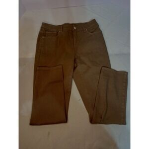 Chicos So Slimming Girlfriend Ankle Pants Size 4 (0.0)Brown Stretch Cotton Blend
